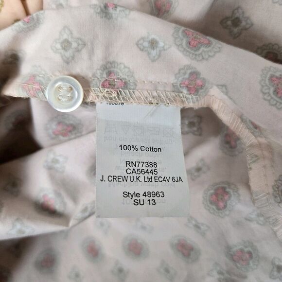 J. Crew Piped Foulard Medallion Print Shirt Sz 00 XXS Long Sleeve - Picture 10 of 13